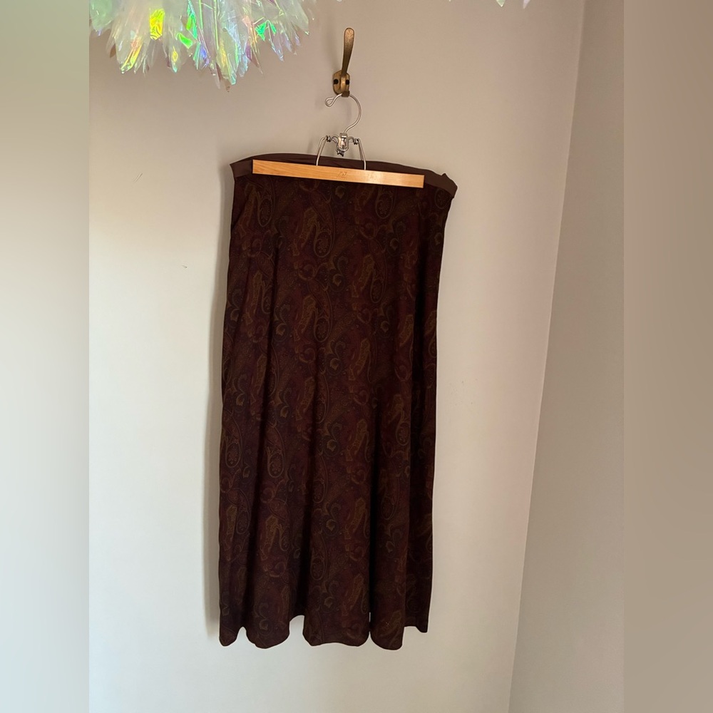Ralph Lauren Paisley Western Brown Maxi Skirt Size 10‎